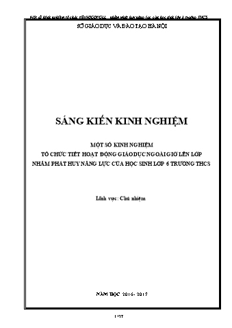 Một số kinh nghiệm tổ chức tiết hoạt động giáo dục ngoài giờ lên lớp nhằm phát huy năng lực của học sinh lớp 6 trường THCS