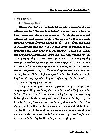 SKKN Bộ đồ dùng dạy học điện tử môn toán khối lớp 8-9