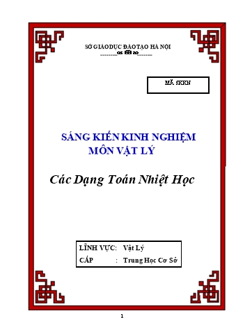 SKKN Các dạng toán nhiệt học