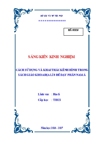 SKKN Cách sử dụng và khai thác kênh hình trong sách giáo khoa Địa lí 8 để dạy phần Nam Á
