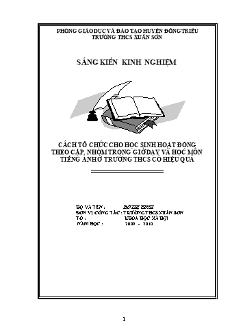 SKKN Cách tổ chức cho học sinh hoạt động theo cặp, nhóm trong giờ dạy và học môn tiếng anh ở trường THCS có hiệu quả