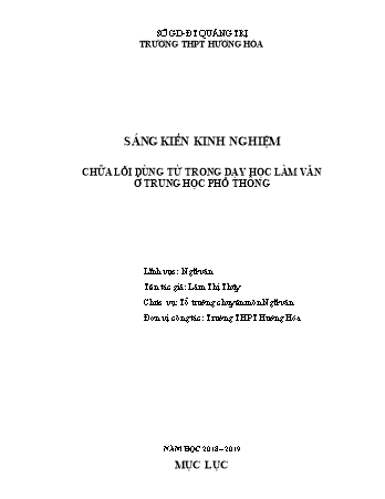 SKKN Chữa lỗi dùng từ trong dạy học làm văn ở trung học phổ thông