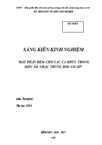 SKKN Đặt phần đệm cho các ca khúc trong môn âm nhạc trung học cơ sở
