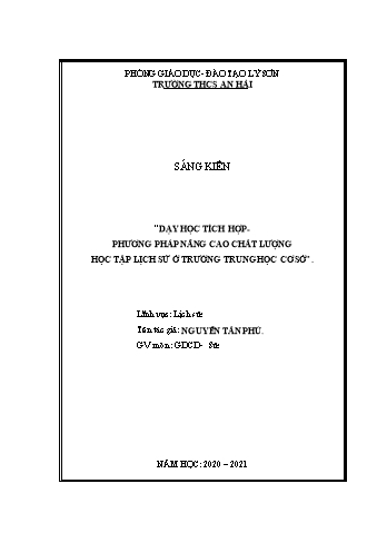 SKKN Dạy học tích hợp - Phương pháp nâng cao chất lượng học tập lịch sử ở trường trung học cơ sở