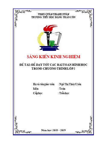 SKKN Để dạy tốt các bài toán hình học trong chương trình Lớp 5