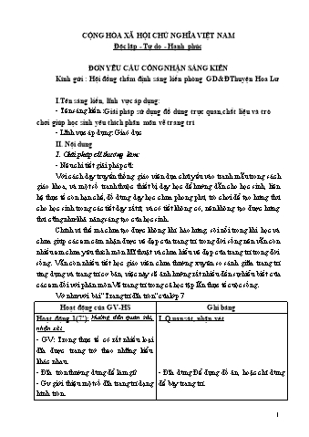 SKKN Giải pháp sử dụng đồ dùng trực quan,chất liệu và trò chơi giúp học sinh yêu thích phân môn vẽ trang trí