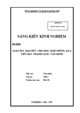 SKKN Giáo dục đạo đức cho học sinh thông qua tiết dạy thanh lịch – văn minh