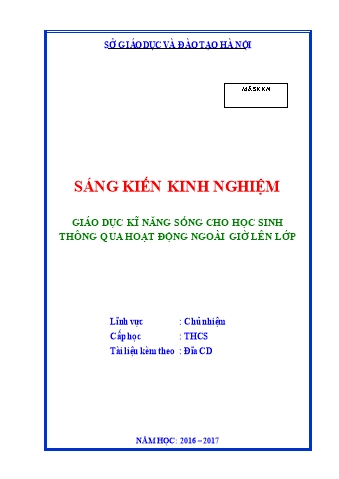 SKKN Giáo dục kĩ năng sống cho học sinh thông qua hoạt động ngoài giờ lên lớp