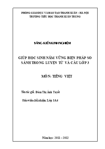 SKKN Giúp học sinh nắm vững biện pháp so sánh trong Luyện từ và câu lớp 3