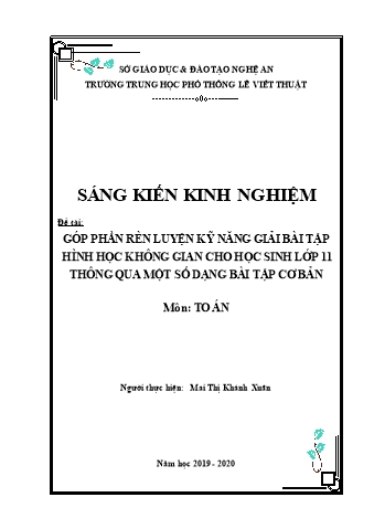 SKKN Góp phần rèn luyện kỹ năng giải bài tập hình học không gian cho học sinh lớp 11 thông qua một số dạng bài tập cơ bản