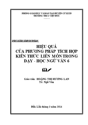 SKKN Hiệu quả của phương pháp tích hợp kiến thức liên môn trong dạy - học Ngữ Văn 6