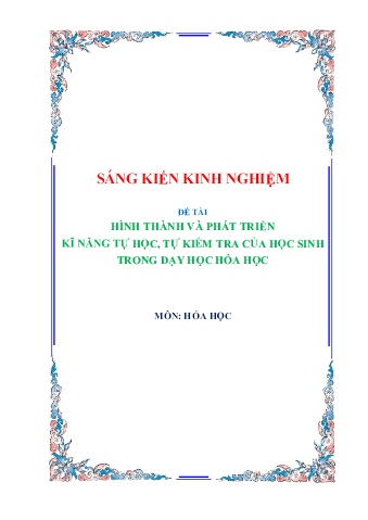 SKKN Hình thành và phát triển kĩ năng tự học, tự kiểm tra của học sinh trong dạy học hóa học