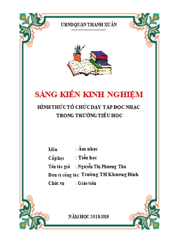 SKKN Hình thức tổ chức dạy tập đọc nhạc trong trường tiểu học