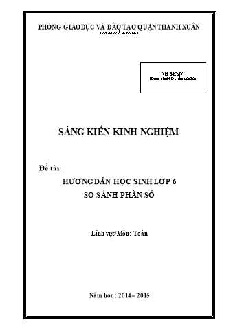 SKKN Hướng dẫn học sinh lớp 6 so sánh phân số