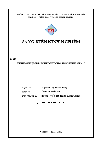 SKKN Kinh nghiệm rèn chữ viết cho học sinh lớp 4, 5