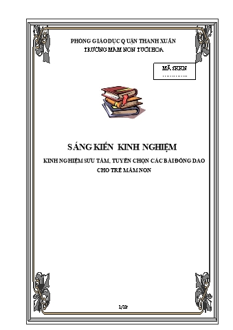SKKN Kinh nghiệm sưu tầm, tuyển chọn các bài đồng dao cho trẻ mầm non
