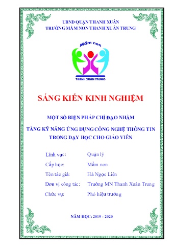 SKKN Một số biện pháp chỉ đạo nhằm tăng kỹ năng ứng dụng công nghệ thông tin trong dạy học cho giáo viên