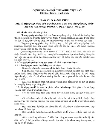 SKKN Một số biện pháp củng cố bài giảng môn Sinh học theo phương pháp dạy học tích cực tại trường PTDTBT THCS Trà Linh