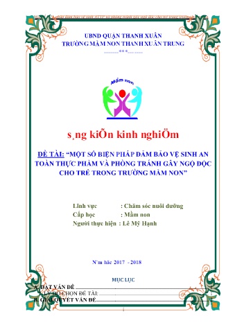 SKKN Một số biện pháp đảm bảo vệ sinh an toàn thực phẩm và phòng tránh gây ngộ độc cho trẻ trong trường mầm non