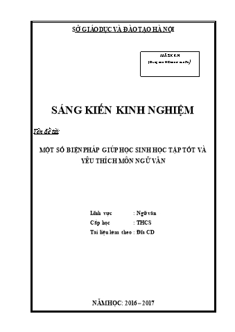 SKKN Một số biện pháp giúp học sinh học tập tốt và yêu thích môn ngữ văn