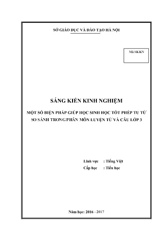 SKKN Một số biện pháp giúp học sinh học tốt phép tu từ so sánh trong phân môn luyện từ và câu lớp 3