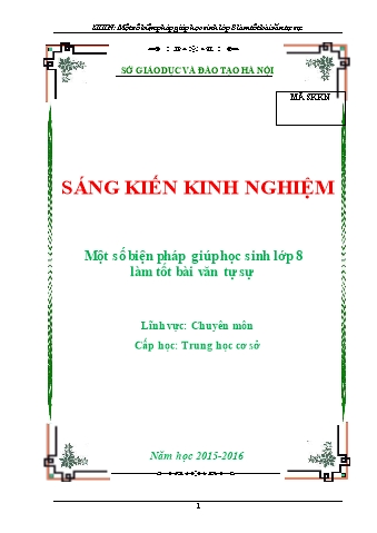SKKN Một số biện pháp giúp học sinh lớp 8 làm tốt bài văn tự sự