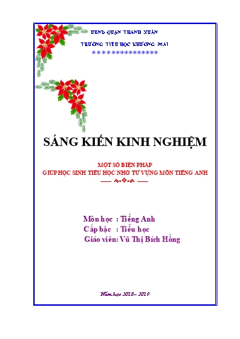 SKKN Một số biện pháp giúp học sinh tiểu học nhớ từ vựng môn Tiếng Anh