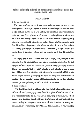 SKKN Một số biện pháp giúp trẻ 24-36 tháng tuổi học tốt môn giáo dục phát triển thể chất