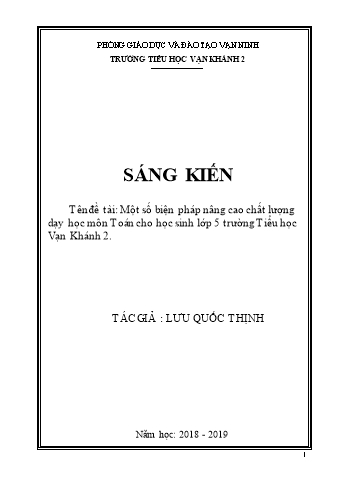SKKN Một số biện pháp nâng cao chất lượng dạy học môn Toán cho học sinh lớp 5 trường Tiểu học Vạn Khánh 2
