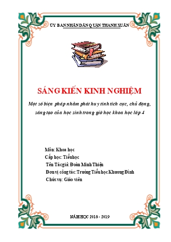 SKKN Một số biện pháp nhằm phát huy tính tích cực, chủ động, sáng tạo của học sinh trong giờ học khoa học lớp 4