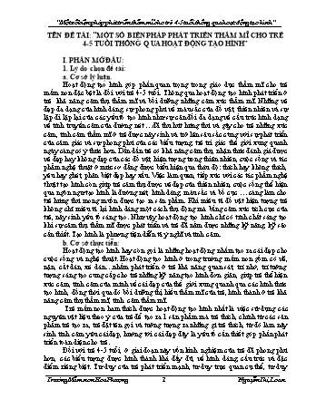 SKKN Một số biện pháp phát triển thẩm mĩ cho trẻ 4-5 tuổi thông qua hoạt động tạo hình