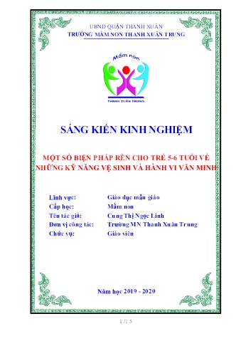 SKKN Một số biện pháp rèn cho trẻ 5-6 tuổi về những kỹ năng vệ sinh và hành vi văn minh