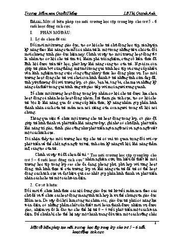 SKKN Một số biện pháp tạo môi trường học tập trong lớp cho trẻ 5 - 6 tuổi hoạt động tích cực