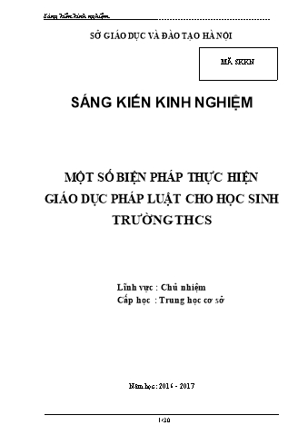 SKKN Một số biện pháp thực hiện giáo dục pháp luật cho học sinh trường THCS