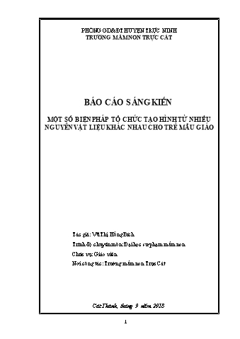 SKKN Một số biện pháp tổ chức tạo hình từ nhiều nguyên vật liệu khác nhau cho trẻ mẫu giáo