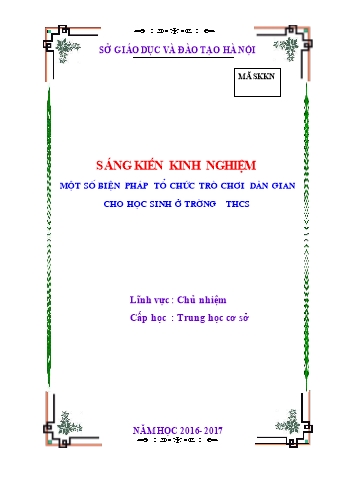 SKKN Một số biện pháp tổ chức trò chơi dân gian cho học sinh ở trường THCS