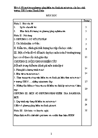SKKN Một số đổi mới trong phương pháp kiểm tra đánh giá môn toán cho học sinh trường THCS Quận Thanh Xuân