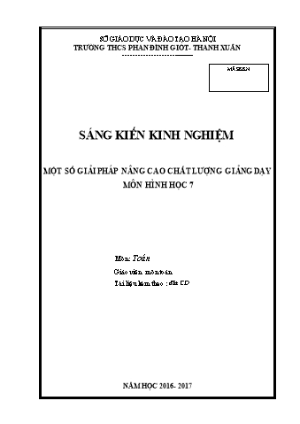 SKKN Một số giải pháp nâng cao chất lượng giảng dạy môn hình học 7