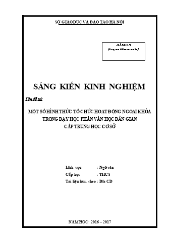 SKKN Một số hình thức tổ chức hoạt động ngoại khóa trong dạy học phần văn học dân gian cấp trung học cơ sở