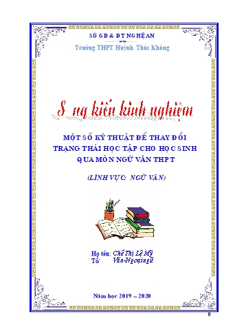 SKKN Một số kỹ thuật để thay đổi trạng thái học tập cho học sinh qua môn Ngữ văn THPT