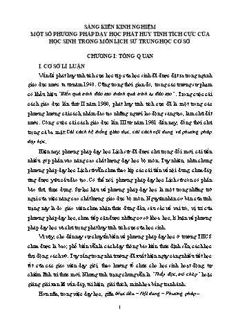 SKKN Một số phương pháp dạy học phát huy tính tích cực của học sinh trong môn lịch sử trung học cơ sở