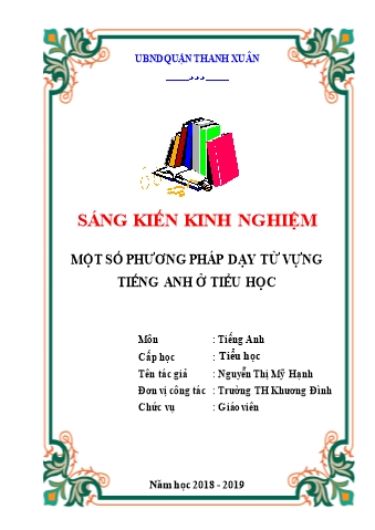 SKKN Một số phương pháp dạy từ vựng Tiếng Anh ở tiểu học