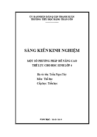 SKKN Một số phương pháp để nâng cao thể lực cho học sinh lớp 4