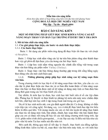 SKKN Một số phương pháp giúp học sinh khối 6 nâng cao kỹ năng soạn thảo văn bản tại Trường PTDTBT THCS Trà Don