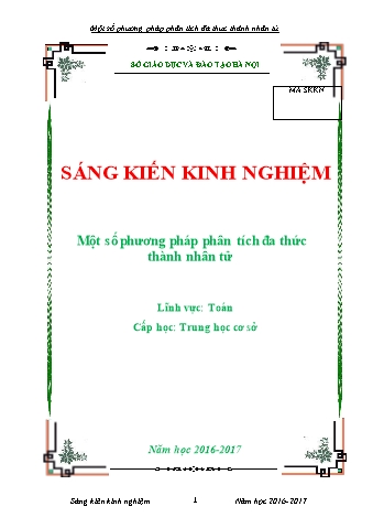 SKKN Một số phương pháp phân tích đa thức thành nhân tử