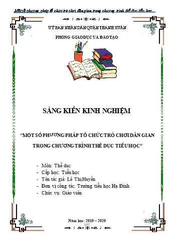 SKKN Một số phương pháp tổ chức trò chơi dân gian trong chương trình thể dục tiểu học