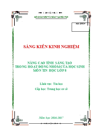 SKKN Nâng cao tính sáng tạo trong hoạt động nhóm của học sinh môn Tin học lớp 8