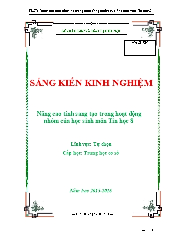SKKN Nâng cao tính sáng tạo trong hoạt động nhóm của học sinh môn Tin học 8