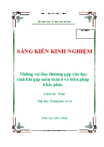 SKKN Những sai lầm thường gặp của học sinh khi gặp môn Toán 6 và biện pháp khắc phục