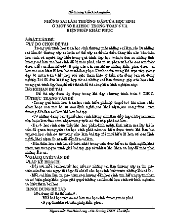 SKKN Những sai lầm thường gặp của học sinh ở một số bài học trong toán 6 và biện pháp khắc phục